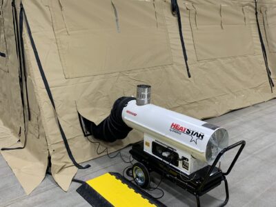 equipment with tent in building