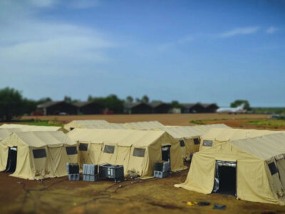 medical tents in a field